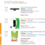 Xbox 360 Kinect and "Slim" are top sellers on Amazon