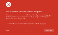 Chrome Harmful Programs warning