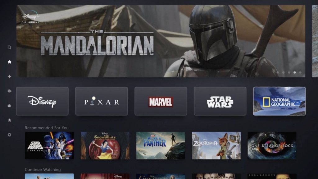 A screenshot of the Disney+ interface