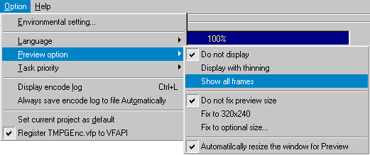 TMPGEnc's preview options