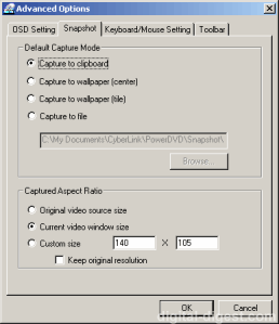 PowerDVD 5.0's Capture Options