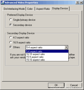 PowerDVD 5.0's Display Device Options