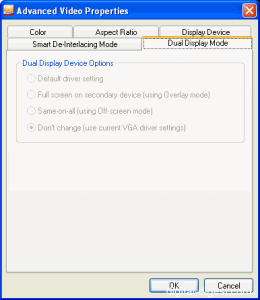 PowerDVD 6.0's Dual Display Settings