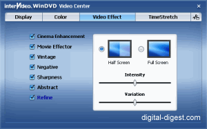WinDVD Platinum 7.0's Stackable Video Effects