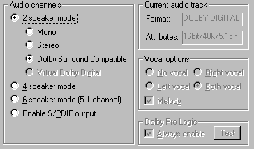 WinDVD 3.0 Audio Setup