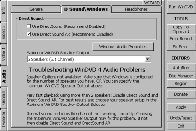 Fixing WinDVD 4's Audio Options