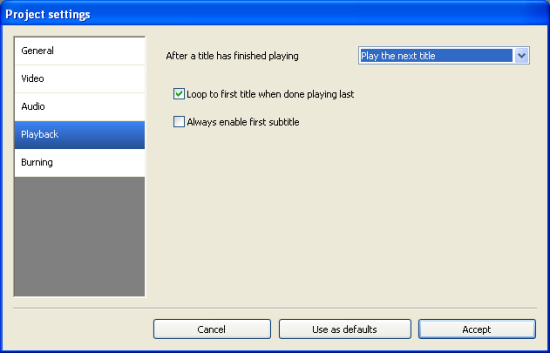 DVD Flick: Playback Settings