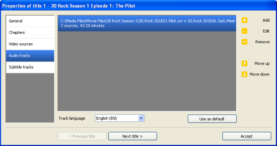 DVD Flick: Title Audio Setup