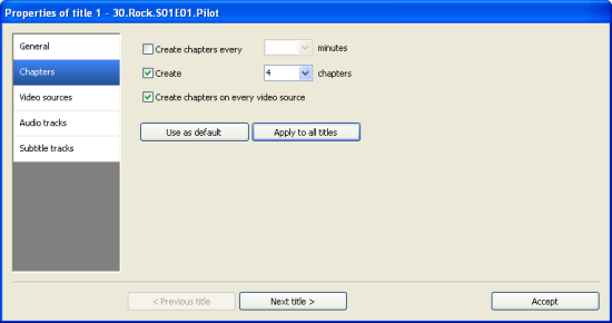 DVD Flick: Title Chapters Setup
