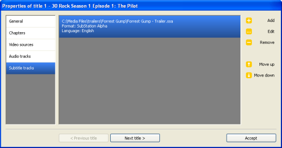 DVD Flick: Title Subtitles Setup