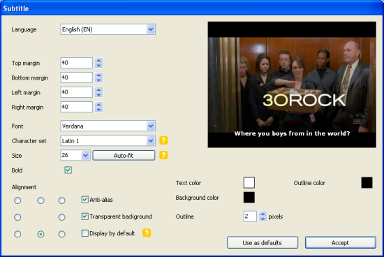 DVD Flick: Title Subtitles Setup Options