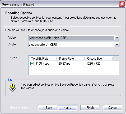 Windows Media Encoder: Encoding Options