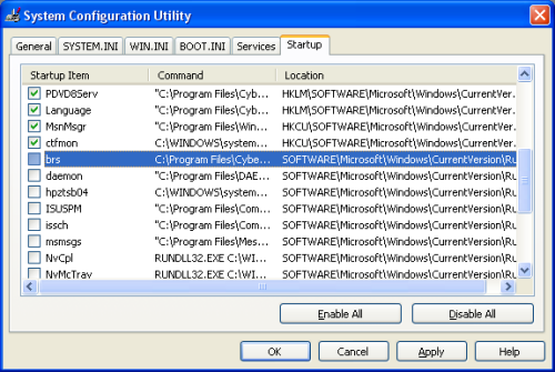 msconfig: brs