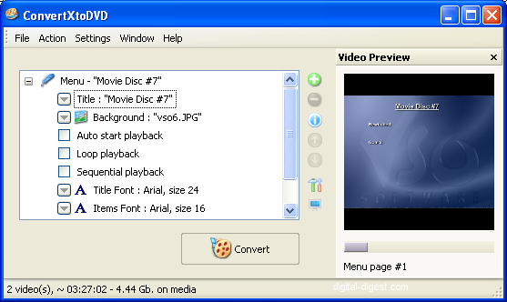 ConvertXtoDVD: Menu Preview