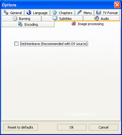 ConvertXtoDVD: Image Processing Settings