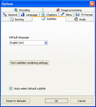 ConvertXtoDVD: Subtitles Settings