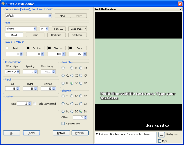 ConvertXtoDVD: Subtitles Settings