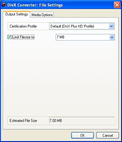 DivX Converter: File Settings