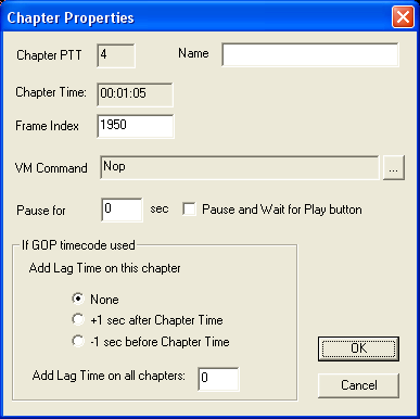 DVD-lab Pro: Chapter Properties