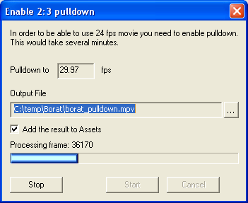 DVD-lab Pro: 2:3 Pulldown