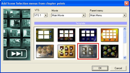 DVD-lab Pro: Add Scene Selection Menu Wizard