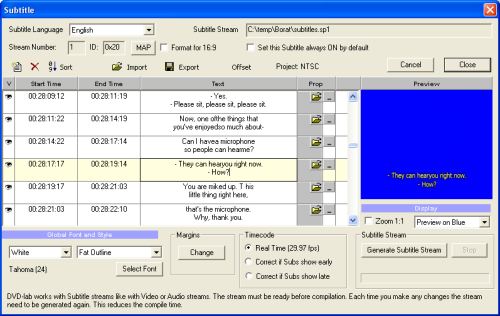 DVD-lab Pro: Subtitle