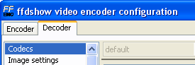 ffdshow video encoder configuration: Codecs