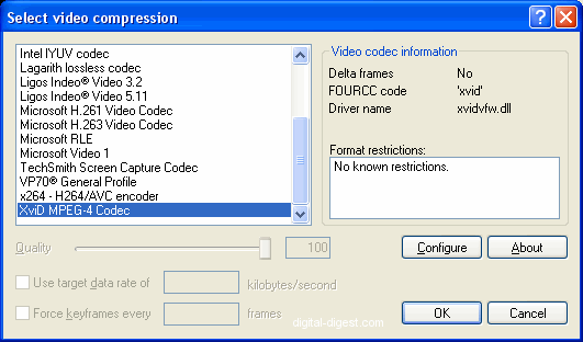 VirtualDubMod: Video Compression