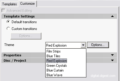 Nero Vision: Template Settings