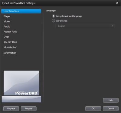 PowerDVD 11 Configuration: User Interface