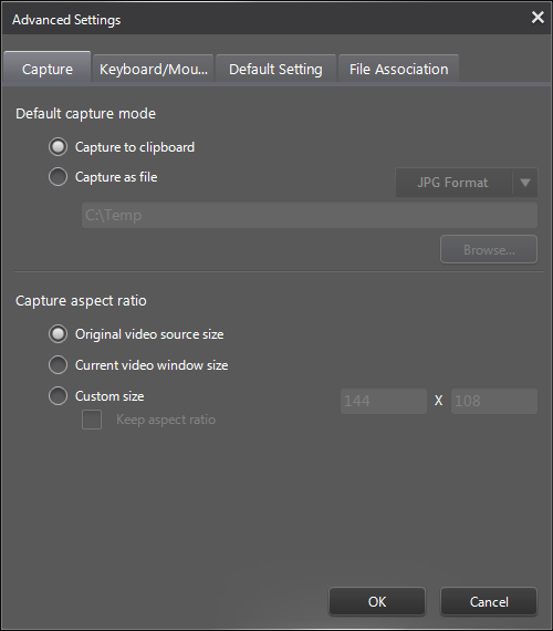 PowerDVD 12 Configuration: Player - Advanced: Capture