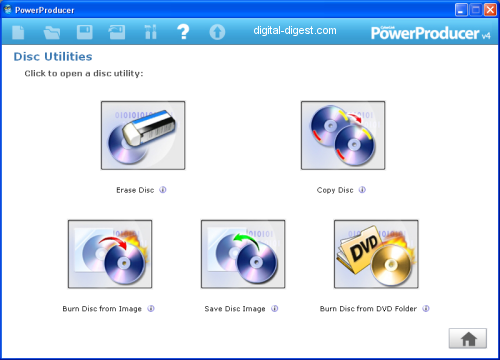 PowerProducer: Disc Utilities Options