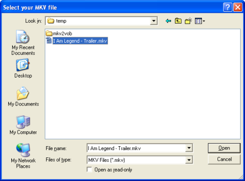 mkv2vob: Load MKV file