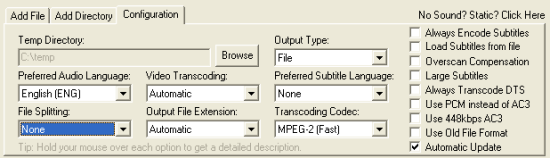 mkv2vob: Configuration