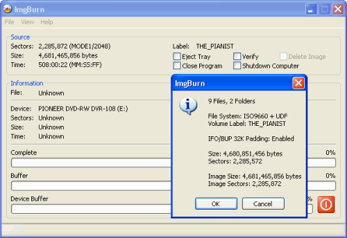 ImgBurn: Write Confirm