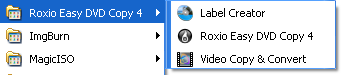 Roxio Easy DVD Copy: Start Menu Folder