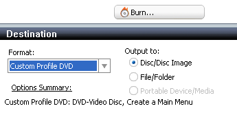 Roxio Video Copy & Convert: Destination: Disc