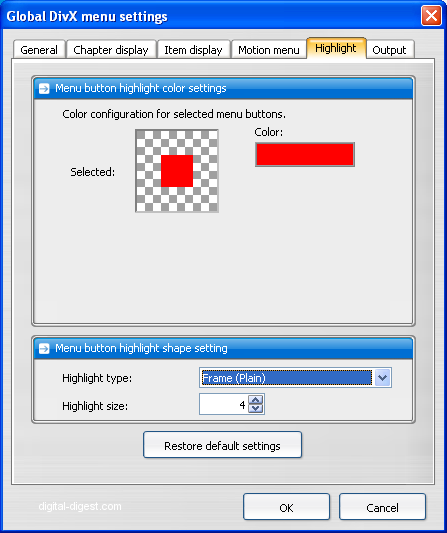 TDA: Menu Settings - Highlight