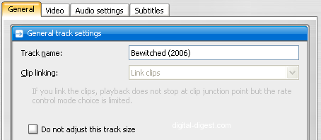 TDA: Track Settings - General