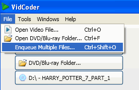 VidCoder -> File -> Enqueue Multiple Files