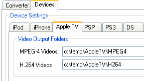 Videora Apple TV Converter: Devices Settings