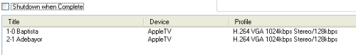 Videora Apple TV Converter: Encoding queue