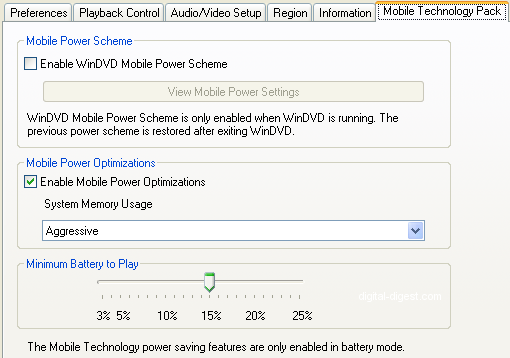 WinDVD 9 Setup: Mobile/Technology Pack