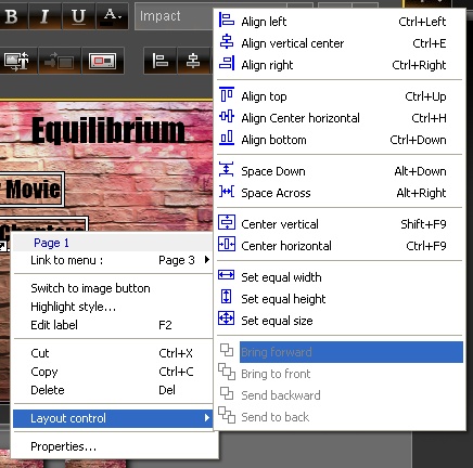 EasyDVD: Menu - Layout control