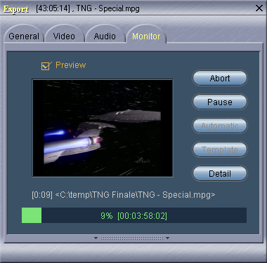 Womble MPEG Video Wizard: Exporting MPG File