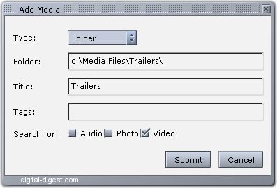 TVersity: Add Media Folder