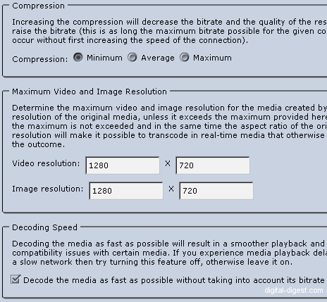 TVersity: Transcoder Settings