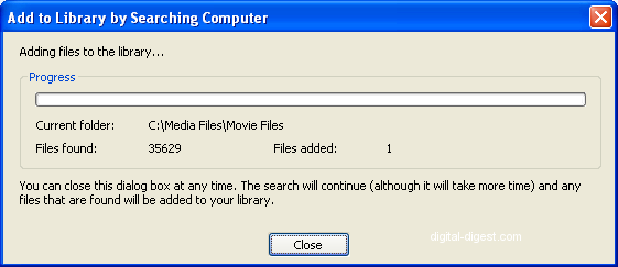 Windows Media Player: Media Sharing - Add to Library