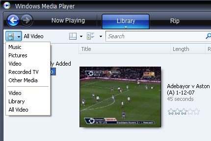 Windows Media Player: Browse Category