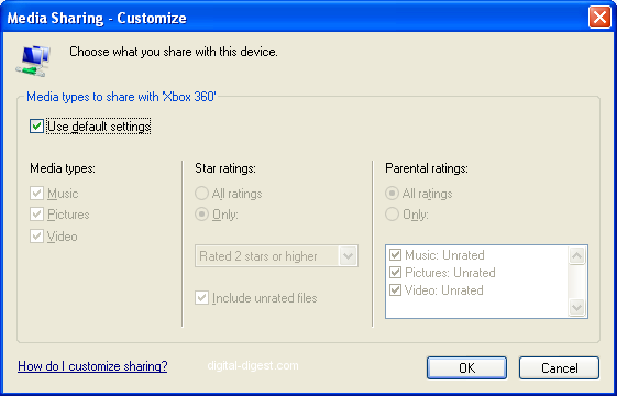 Windows Media Player: Media Sharing - Customize
